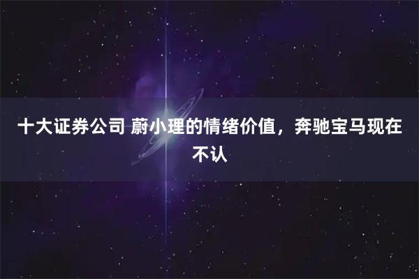 十大证券公司 蔚小理的情绪价值，奔驰宝马现在不认