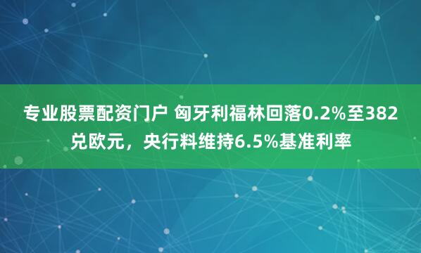 专业股票配资门户 匈牙利福林回落0.2%至382兑欧元，央行料维持6.5%基准利率